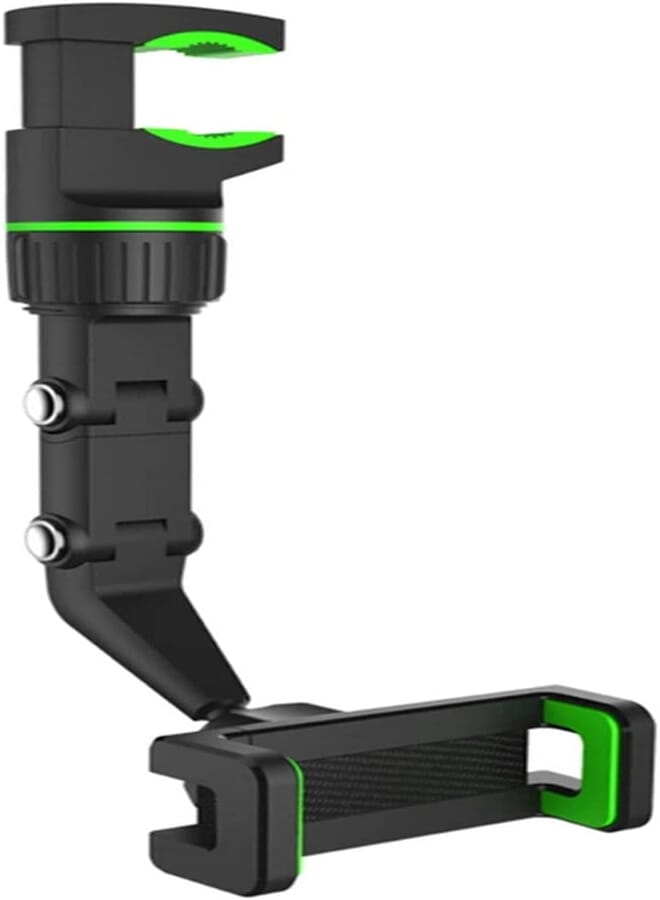 360° Rear View Mirror Phone Holder, Universal Car Phone Holder Multifunctional Car Phone Mount Adjustable Cradle for Cell Phone for iPhone, Samsung, LG (Green)